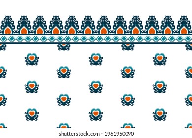 Ikat Indian seamless pattern design. Ethnic, Indian, fabric, Aztec, boho, carpet, native, tribal, African, American textile decoration. Mandala texture vector illustrations background.