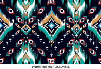 Ikat Indian seamless pattern design for fabric textile. 
Molde patron abstracts . Aztec, boho, geometric