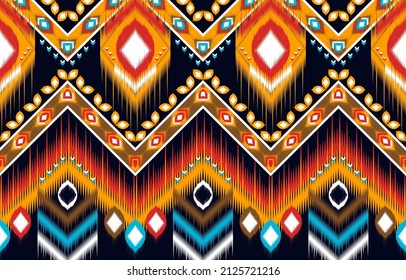 Ikat Indian seamless pattern design for fabric textile. Molde patron abstracts. Aztec, boho, geometric, fabric, ethnic, ikat, native, tribal, carpet, mandala, African, American chevron vector.