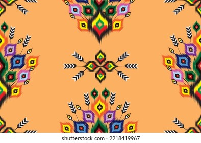 Ikat Indian seamless pattern design for fabric textile. Molde patron abstracts . Aztec, boho, geometric, fabric, ethnic, ikat, native, tribal, carpet, mandala, African, American chevron vector.