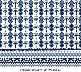 Ikat indigo blue Geometric Ethnic traditional seamless, Ethnic abstract ikat art ,Native American Indian, pattern design for background ,curtain, carpet, wallpaper, clothing, wrap, illustration.