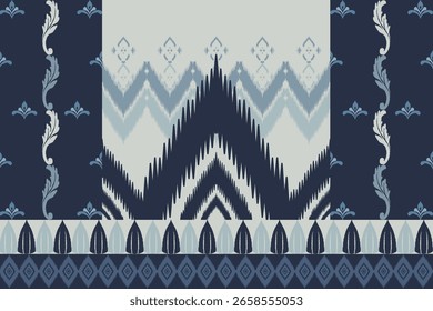 ikat, indigo, seamless, pattern, tribal, ethnic, geometric, diamond, textile, blue, navy, boho, traditional, Thai, Isan, native, abstract, fabric, repeat, aztec, motif, background, vintage, minimal, t