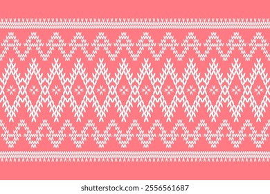 Ikat knitting cross stitch Aztec geometric abstract embroidery element seamless pattern. Native geometry decorative design for fabric, clothing, texture, wallpaper, background, interior, knitted