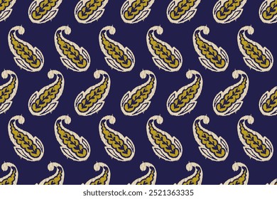 Ikat leaves vintage design embroidary seamless pattern on background vector illustration.Ikat ethnic oriental embroidery traditional.Indian Ikat pattern Aztec style retro. design for texture,fabric.
