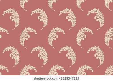 Ikat leaves vintage design embroidary seamless pattern on background vector illustration.Ikat ethnic oriental embroidery traditional.Indian Ikat pattern Aztec style retro. design for texture,fabric.