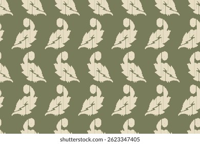 Ikat leaves vintage design embroidary seamless pattern on background vector illustration.Ikat ethnic oriental embroidery traditional.Indian Ikat pattern Aztec style retro. design for texture,fabric.