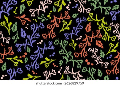 Ikat leaves vintage design embroidary seamless pattern on background vector illustration.Ikat ethnic oriental embroidery traditional.Indian Ikat pattern Aztec style retro. design for texture,fabric.