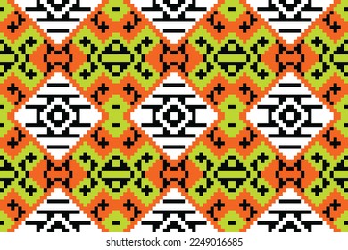 Ikat line ornament pattern art. folk embroidery, and Mexican style Ethnic Textile Motif ikat seamless pattern digital vector design for Print saree sari Kurti Borneo Fabric border brush symbols