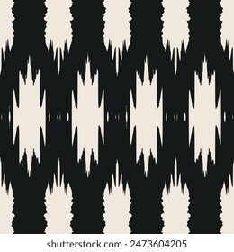 Ikat long white black zig zag sewing , Seamless trendy endless pattern illustration stripe vector print ethnicity botanical fashion colorful drawing beautiful textile ornamental ogee endless ornament 
