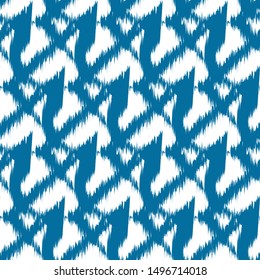 Ikat  monochrome seamless  geometric pattern. Abstract background texture.
