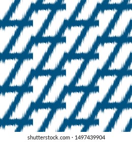 Ikat  monochrome seamless  geometric pattern. Abstract background texture.