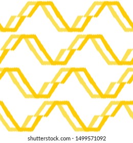 Ikat  monochrome seamless  geometric pattern. Abstract background texture.