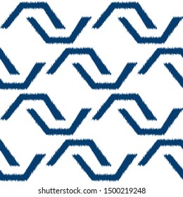 Ikat  monochrome seamless  geometric pattern. Abstract background texture.