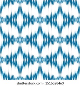 Ikat  monochrome seamless  geometric pattern. Abstract background texture.