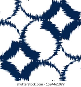 Ikat  monochrome seamless  geometric pattern. Abstract background texture.