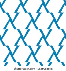 Ikat  monochrome seamless  geometric pattern. Abstract background texture.