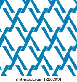 Ikat  monochrome seamless  geometric pattern. Abstract background texture.