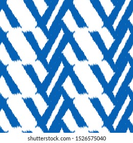 Ikat  monochrome seamless  geometric pattern. Abstract background texture.