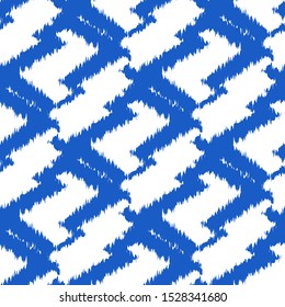 Ikat  monochrome seamless  geometric pattern. Abstract background texture.