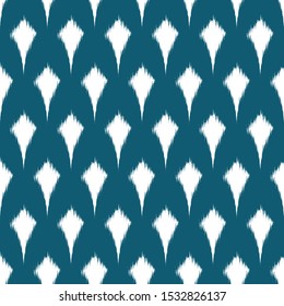 Ikat  monochrome seamless  geometric pattern. Abstract background texture.