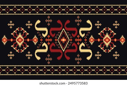 Ikat motifs ethnic fabric seamless pattern black. traditional ikat ethnic pattern style. Designed for saree, sarong, batik ,carpet ,clothing ,ikat pattern ,fabric ,embroidery ,textile art ,weaving