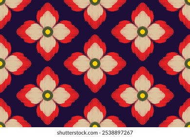 Ikat native patterns combine geometric art with floral patterns in a seamless style.