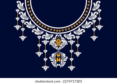 Ikat necklace ornaments embroidered  ethnic flowers neck line flower design graphics fashion wearing