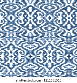 Ikat Ogee background - Ethnic folk seamless pattern. Abstract background for textile design, wallpaper, surface textures. Boho Style