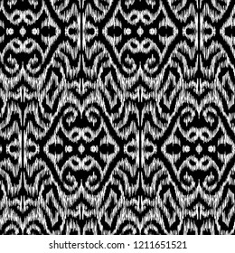 Ikat Ogee background - Ethnic folk seamless pattern. Abstract background for textile design, wallpaper, surface textures. Boho Style