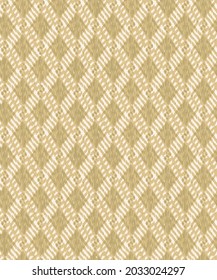 Ikat Ogee background - Ethnic folk seamless pattern. Abstract ikat yellow and beige background for textile design, wallpaper, surface textures. Boho Style