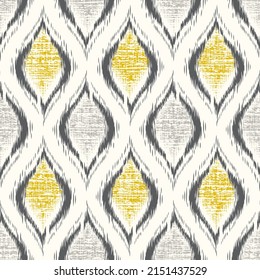 Ikat ogee background. Ethnic folk seamless textile repeatable urban grain texture pattern