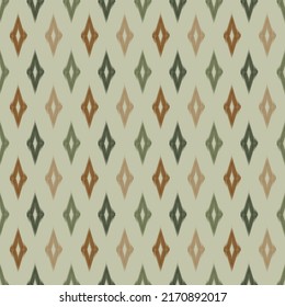 Ikat Ogee background, Ethnic folk seamless pattern. Abstract background for textile design, wallpaper, surface textures. Boho Style