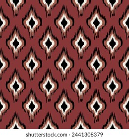 Ikat Ogee background - Ethnic folk seamless pattern. Abstract background for textile design, wallpaper, and surface textures. Boho Style