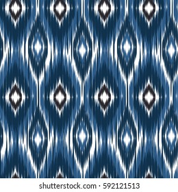 Ikat Ogee background - Ethnic folk seamless pattern. Boho Style