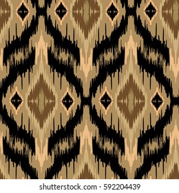 Ikat Ogee background - Ethnic folk seamless pattern. Boho Style