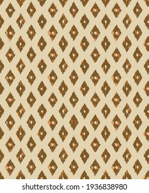 Ikat Ogee beige mit braunem Hintergrund - Ethnischer Herbst und Thanksgiving-nahtloses Muster. für Textilien, Tapeten