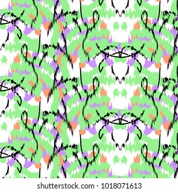 Ikat ogee ethnic pattern in watercolour style ornaments
