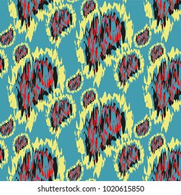 Ikat ogee ethnic pattern in watercolour style ornaments