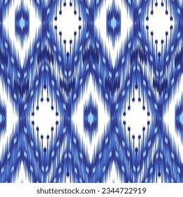 Ikat Ogee - Seamless Background Pattern In the style of the Tapestry. Abstract background for textile design, wallpaper, surface textures. ATLAS ADRAS ABAYAS