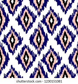 Ikat ogee seamless pattern background.