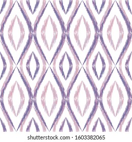 Ikat ogee seamless vector pattern design. Ethnic fabric print geometric ikat pattern. Cool ogee seamless repeating background. Tribal motifs ikat textile print design. Pillow ornament.