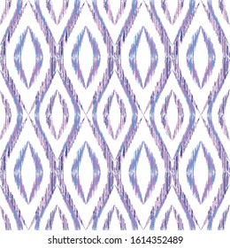 Ikat ogee seamless vector pattern illustration. Ethnic fabric print geometric ikat pattern. Minimal ogee seamless repeating background. Tribal motifs ikat textile print design. Fashionable ornament.