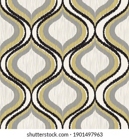 Ikat Ogee Seamless Vector Pattern.