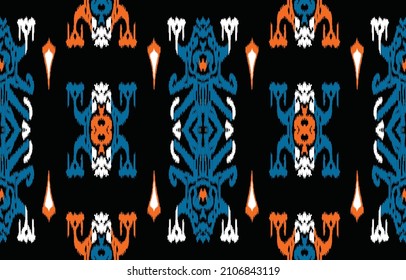 Ikat ogee seamless vector pattern design. Design for background,carpet,wallpaper,clothing,wrapping,Batik,fabric,Vector illustration.embroidery style.