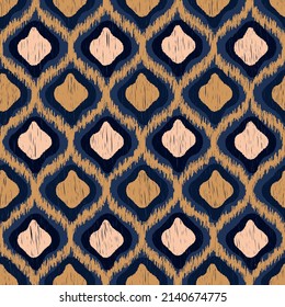 Ikat Oriental Boho Seamless Pattern for Textile and Wallpaper Design. Vector illustration