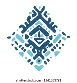 Ikat ornament. Tribal pattern in Aztec style. Hand Drawn folklore pattern