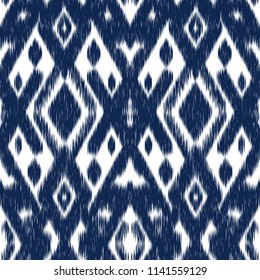 Ikat ornament. Tribal pattern in Aztec style. Hand Drawn folklore seamless pattern
