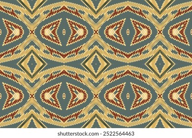 Ikat ornamental seamless pattern. Vintage Ornament Elements Ethnic Turkish Indian motifs For fabric and textiles, wallpaper, packaging and decor.