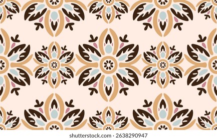 Ikat paisley design seamless pattern background vector illustration.Ikat ethnic oriental embroidery traditional.Aztec style,abstract background.design for texture,fabric,clothing,decoration