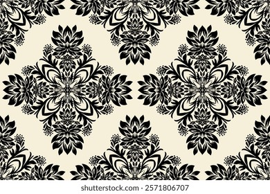 Ikat paisley designed seamless pattern background vector illustration. Ikat ethnic oriental embroidery traditional.Aztec style, abstract background. design for texture,fabric, clothing,decoration.